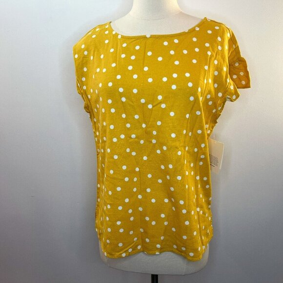 Ellen Tracy Women's Mod Dot Marigold Linen Shirt - Size Medium - NWT - Picture 1 of 4